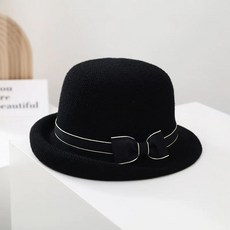 여성정장모자 울 버킷햇 결혼식 벙거지 중년여성, A. 검은색