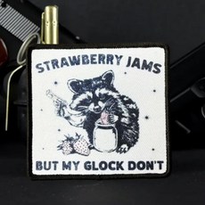 너구리 먹는 딸기 잼 패치 재미있는 밈 후크 패스너 뒷면이 있는 전술 군사 사기 배낭 조끼 재킷 청바지 모자를 위한 귀여운 아플리케 액세서리, 너구리 먹는 딸기 잼 패치, 재미있는 밈 후크 패스너