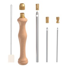 飛魚小舖毛線戳針俄羅斯戳戳繡工具，實木多針頭DIY編織粗毛線戳針，新款開發票, 1個, 木紋三件套5+3.5+2.5mm