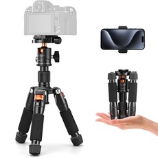 K&F CONCEPT MT-63 알루미늄 5단 미니삼각대 스마트폰 홀더 포함, 1개