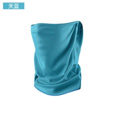 戶外防晒魔術面罩 冰涼透氣 騎行圍脖 男女運動冷感釣魚頭巾 遮陽, 天藍色,均碼