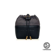 1/2Princess精品館 甩紋牛皮奶霜泡芙萬用小水桶A1028，精選牛皮材質，時尚甩紋設計，奶霜色系，展現優雅氣質, 黑灰, 1個