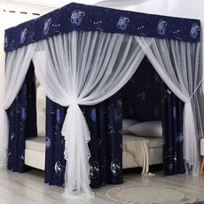 침대 암막 캐노피 공주풍 핑크 가림막 사각 체크 커튼 설치 1.2mx2.0mx1.95m 인, I. 행성