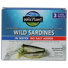 Wild Sardines in Water No Salt Added -- 4.4 oz Each / Pack of 3, 1개
