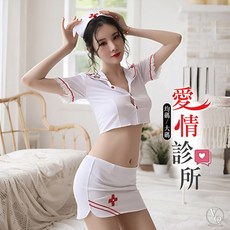 性感角色扮演服裝 可愛護士造型套裝 短版上衣迷你裙 情趣內衣, 白色, 1套