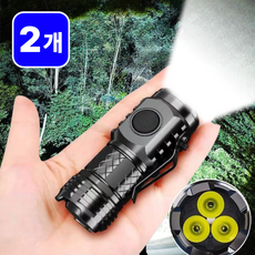 체니모 8cm 미니 초경량 C타입 충전식 휴대용 후레쉬, 2개, 블랙