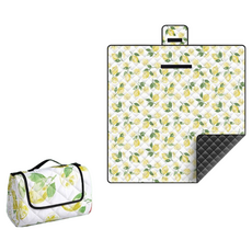 超聲波可機洗野餐墊 三重加厚大尺寸帶提手 防潮墊 加厚戶外地墊 露營墊 沙灘墊, 黃檸檬200*200/超聲波加厚, 黃檸檬