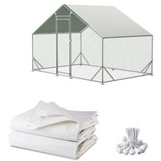 닭장 커버 방수 및 자외선 30.9 x 1.9m(11.3 6.3피트) 겨울용 치킨 런 커버 볼 번지 코드 포함 대형 닭장을 위한 그늘 천 워크인 펜 방수포 (1팩), 1팩