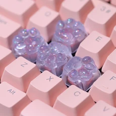 에폭시 DIY 투명 고양이 발 수지 키 캡 게임 백라이트 RGB ESC WASD 크로스 축 기계식, 05 4pc   purple
