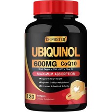코큐텐 600mg 유비퀴놀 코엔자임 Q10 CQ10 여성의 생식력 건강 고흡수 비타민E PQQ 흑후추 올리브, DRFOSTER CoQ10 600mg 유비퀴놀 - Co, 1개