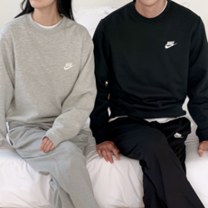 나이키 기모 맨투맨 플리스 긴팔 티셔츠 남녀공용 겨울 방한