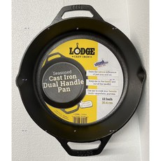 LODGE 12吋雙柄鑄鐵平底鍋 - 美國原裝全新品，預先開鍋，適用多種爐具, 12吋, 1個