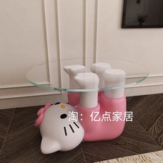 러블리 키티 시계걸이 테이블 아이방 집들이선물 미니 사이드 꾸미기, 1개, G. 커피 테이블 유리 미포함