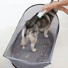 반려동물 셀프 미용 털날림 방지 깔끔 정리 접이식 텐트, 1개, 라이트 그레이