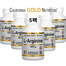 캘리포니아 골드 L-아르기닌 AjiPure 500mg 베지 캡슐 60정 5팩, 5개