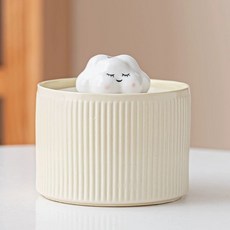 도자기 고양이 식수 공급기 디스펜서 자동 동물 애완, 작은 구름 옐로우 1.0L 정수 박스, 1개