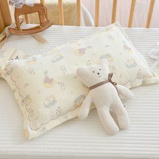 HYLSS 新生嬰兒純棉紗布枕頭寶寶透氣枕套蕎麥枕頭幼兒園兒童午睡棉花枕, 25x40x2cm