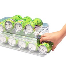 [원가이하 땡처리]2단 뚱캔 디스펜서 냉장고 맥주 캔보관함 음료 슬라이드 정리함