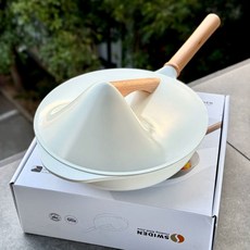 손잡이 뚜껑 냄비 후라이펜 프라이팬 26CM 플랫 스튜 세라믹 가정용, A. 흰색 26cm 모자 프라이팬