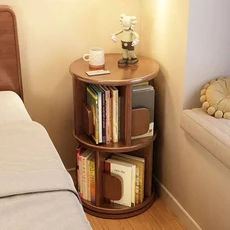 현대식 회전 원목 책장 360도 캐비닛 바닥 선반 서재 거실 가구 다층 책꽂이, 없음, 2f walnut 67x40x40cm, 1개