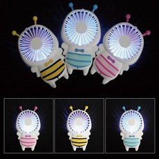 꿀벌 LED 핸드선풍기 충전식 USB 휴대용선, 꿀벌LED선풍기핑크, 1개