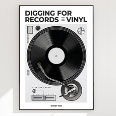 레코드판 LP 음악 포스터 블랙 인테리어 턴테이블 뮤직 vinyl 그림, RECORD DIG