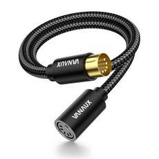 바노 MIDI 확장 케이블 남성-여성 5핀 키보드 신디사이저 랙 샘플러 외부 사운드 카드 소스 등과 호환 가능 - 블랙 15피트/4.6미터, 1피트/0.3미터