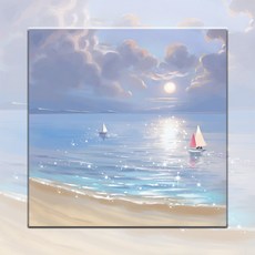 數字油畫 30x30公分 DIY數字油畫 輕鬆繪畫 居家裝飾 藝術創作, 1個, 海灘4(G31254-B)