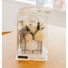 꽃사러가게 명품 트위드핸드백 시들지않는 생화 꽃다발+쇼핑백 1세트 샤*장미, 샤샤장미