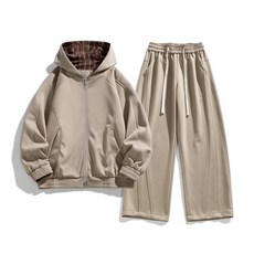 韓版寬鬆休閒運動套裝 - 2026新款開衫衛衣褲子