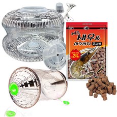 고씨낚시 4구 우주선 어포기+비닐 어포기+통발 펠렛 미끼 3종 세트, 혼합색상