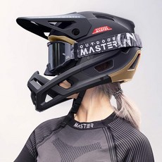 MTB 로드 자전거 바이크 풀페이스헬멧 고급 헬멧 아웃도어마스터 GEM 전기자전거 킥보드 스쿠터, 블랙 골드, 1개