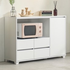 NEW 솜씨방 엘리아 모던핏 좌측 2단 서랍형 1200 렌지대 주방 수납장, 화이트