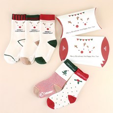 cocoB DOROTHY 兒童聖誕保暖襪 Holly 5雙 + 5入盒裝禮盒組