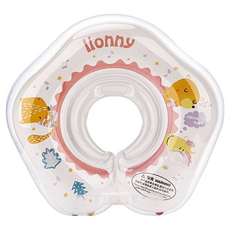 lionny嬰兒脖圈，卡通造型，寶寶游泳圈，安全材質，舒適親膚，YY0049, 粉色, 1個