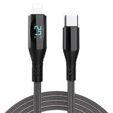 굿밸류 디스플레이 C타입-아이폰 8핀 고속 충전케이블, 2m, 블랙, 1개