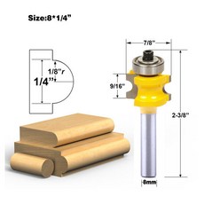 1개 8mm 생크 불노즈 라우터 비트 세트 C3 카바이드 팁 목공 커터 (절삭날 길이-D-22.2mm)