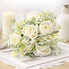 베니지 성묘 조화 꽃다발, 2개, 화이트