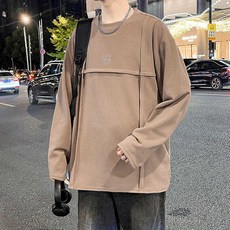 春秋新款男生寬鬆長袖上衣 美式寬鬆長袖 韓版大尺碼長袖上衣
