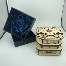 解密盒 金字塔解密盒puzzle木質機關解密盒十級難度網紅燒腦益智玩具禮物, 1個, ☆戴维琼斯原木成品【彩盒包装】☆