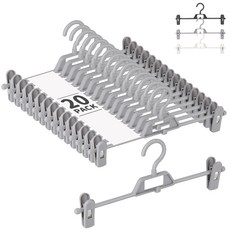 길이 조절 논슬립 패킹 집게 자국방지 치마 바지걸이 고급형, 그레이, 20개