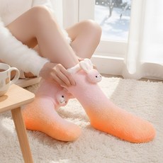 디프 따뜻한 극세사 충전식 발열 양말, 핑크, W07