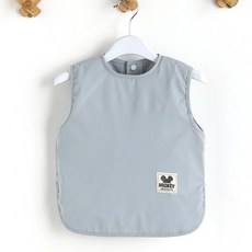 방수 순면 앞치마 식사용 팔토시 유아용 놀이 세트, 1개, 소형 로고 라이트그레이 민소매, 중형 2-3세 신장80-95cm