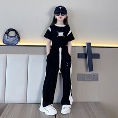 賣場優選童裝 女童短袖套裝 女童夏季套裝2025新款洋氣時髦短袖童裝冰絲夏裝兒童兩件套夏款