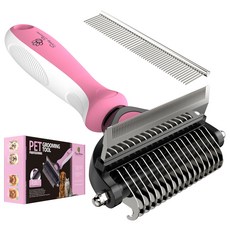 Spring Blossoms-봄꽃 2 in 1 고양이 & 강아지용 전문 미용 브러시 - 엉킨 털 털뭉치 제거 애완동물용 안전 브러시 탈모와 성가신 털 날림 문제 해결, 1세트, 라이트 퍼플