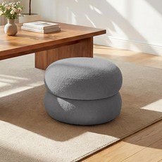 FONOW 램스울 스툴 화장대/거실/헌관 미니 인테리어 의자 낮은 의자 1인용 스툴 의자, 그레이2단