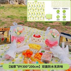 OKYV 加厚防潮野餐墊 戶外帳篷露營地墊 便攜野炊防水草坪墊, 厚包邊【小飛葉】不沾草防水柔軟型,【1米*1.5米】小號