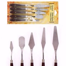 스텐 미술작업 유화 스크래퍼 질감표현 팔레트 물감나이프 스패츌러 5종세트, 1개