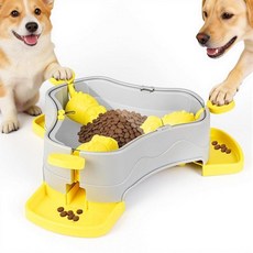 MIEAKVOOL 강아지 훈련 스마트 고양이용 디스펜서 방지 피더 프레스 미끄럼 블루 인터랙티브 퍼즐 타입 간식 슬로우 IN, 옐로우+그레이