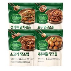 비비고 반찬(견과류멸치볶음+호두연근조림+소고기장조림+메추리알장조림), 1세트, 455g